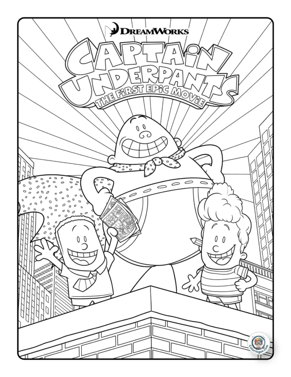 Captain Underpants Movie Coloring Sheet 1 Captain Underpants Movie Coloring Sheet