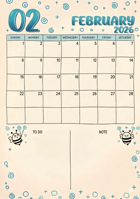 Free 2026 February Calender
