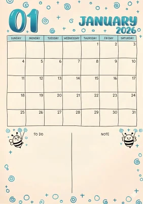 Free 2026 January Calender