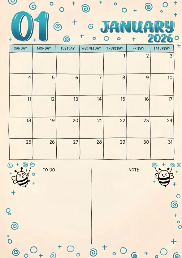 Free 2026 January Calender