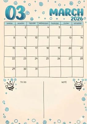 Free 2026 March Calender