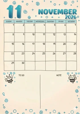 Free 2026 November Calender