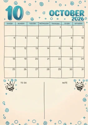 Free 2026 October Calender