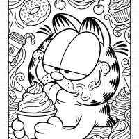 Garfield Eating Cupcakes Coloring Page 12 Garfield Eating Cupcakes Coloring Page