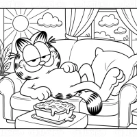 Garfield Relaxing on the Sofa Coloring Page 8 Garfield Relaxing on the Sofa Coloring Page