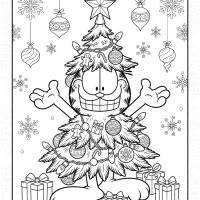 Garfield as a Christmas Tree Coloring Page 13 Garfield as a Christmas Tree Coloring Page