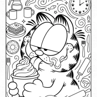 Hungry Garfield with Desserts Coloring Page 7 Hungry Garfield with Desserts Coloring Page