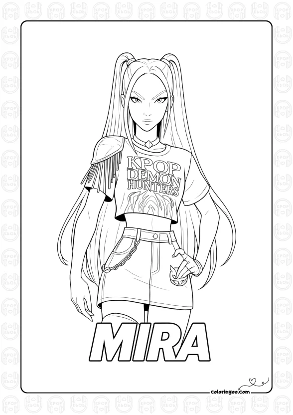 Kpop Demon Hunters Mira Coloring Sheet 1 Kpop Demon Hunters Mira Coloring Sheet