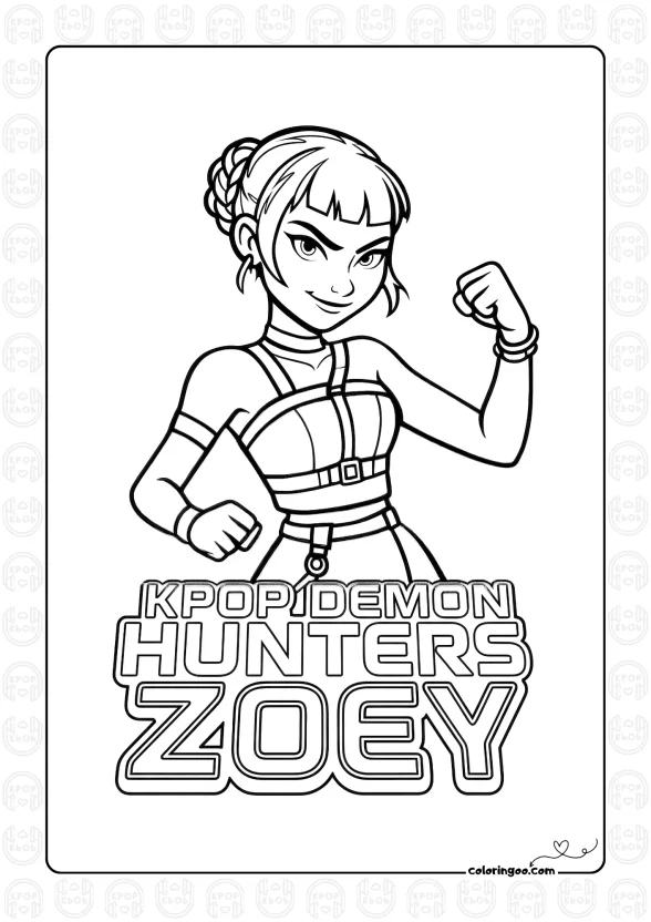 Kpop Demon Hunters Zoey Coloring Sheet 1 Kpop Demon Hunters Zoey Coloring Sheet