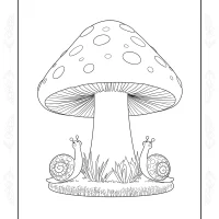 Mushroom with Snails Coloring Sheet