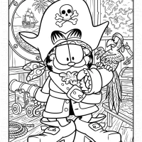Pirate Garfield on the Ship Coloring Page 1 Pirate Garfield on the Ship Coloring Page