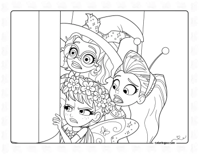 Polly Pocket and Friends Peeking Coloring Page