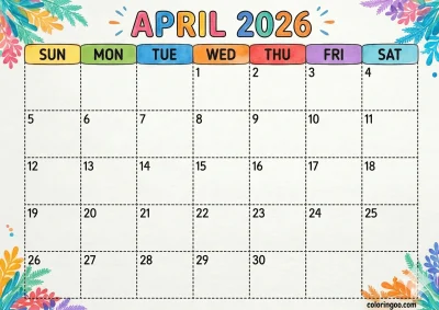 Printable 2026 April Calendar