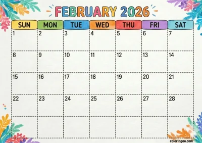 Printable 2026 February Calendar