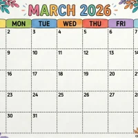 Printable 2026 March Calendar 42 Printable 2026 March Calendar