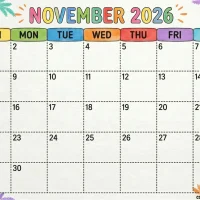 Printable 2026 November Calendar 34 Printable 2026 November Calendar