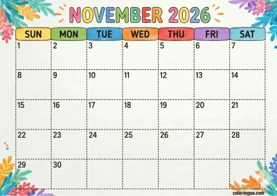 Printable 2026 November Calendar