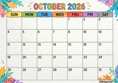 Printable 2026 October Calendar