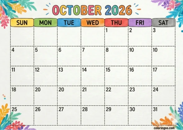 Printable 2026 October Calendar