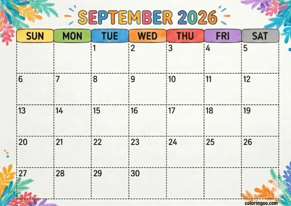 Printable 2026 September Calendar