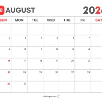 Printable Calendar for August 2026 13 Printable Calendar for August 2026