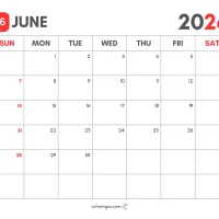 Printable Calendar for June 2026 15 Printable Calendar for June 2026