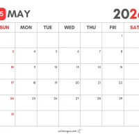 Printable Calendar for May 2026 16 Printable Calendar for May 2026