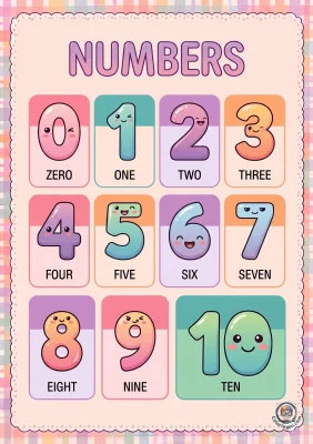 Printable Numbers Colorful Worksheet