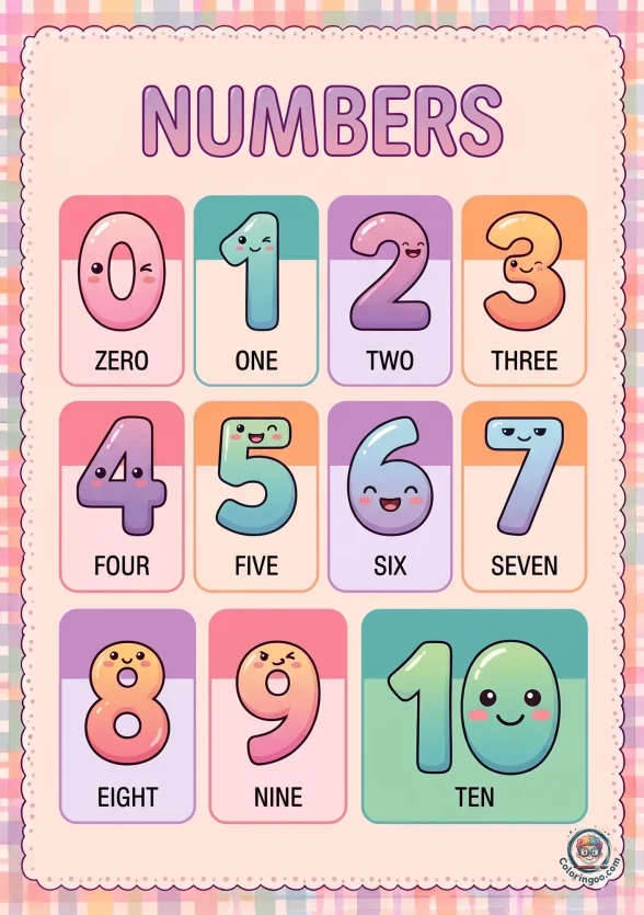 Printable Numbers Colorful Worksheet