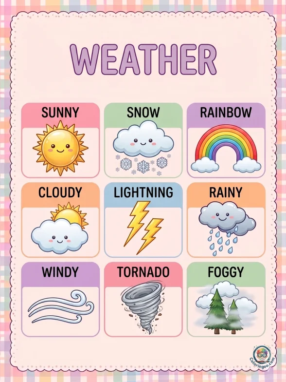Printable Weather Colorful Worksheet