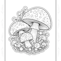 Red Mushrooms Sticker Coloring Sheet