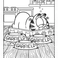 Sleeping Garfield in the Kitchen Coloring Page 4 Sleeping Garfield in the Kitchen Coloring Page