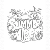 Summer Vibes T-Shirt Design Coloring Page 2 Summer Vibes T Shirt Design Coloring Page