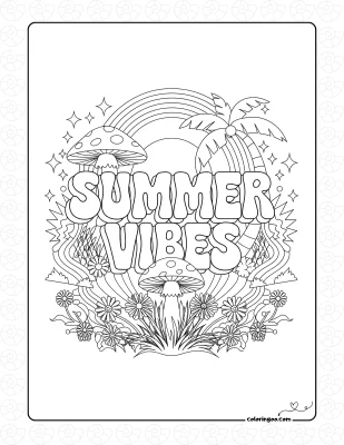 Summer Vibes with Mushroom Coloring Sheet
