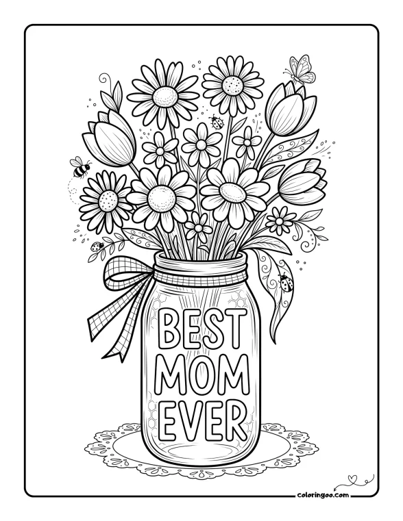 Best Mom Ever Coloring Page