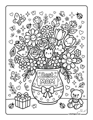 For Best Mom Coloring Page