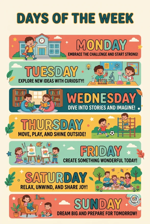 Free Printable Days of the Week Poster 1 Free Printable Days of the Week Poster
