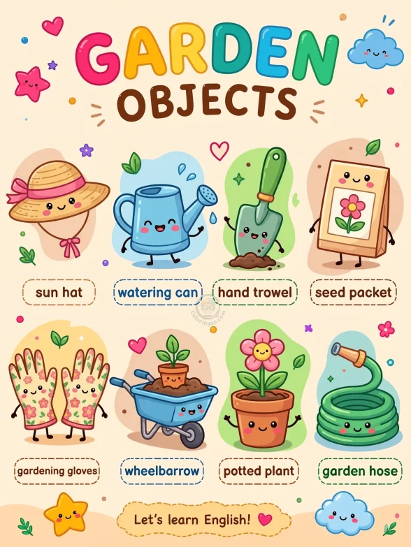 Garden Objects Vocabulary Worksheet