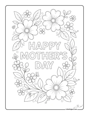 Happy Mothers Day Coloring Page