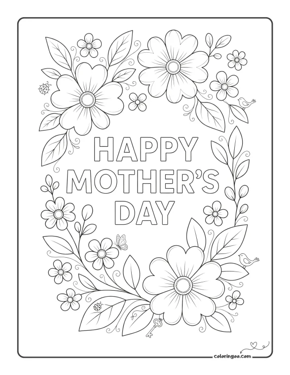 Happy Mothers Day Coloring Page 1 Happy Mothers Day Coloring Page