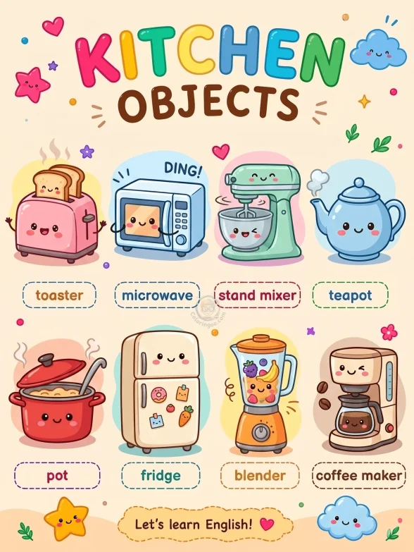 Kitchen Objects Vocabulary Worksheet