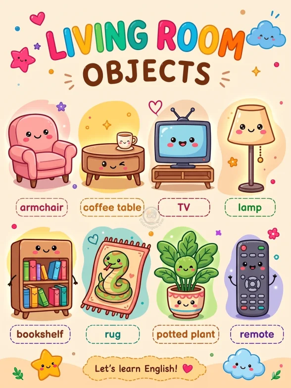 Living Room Objects Vocabulary Worksheet