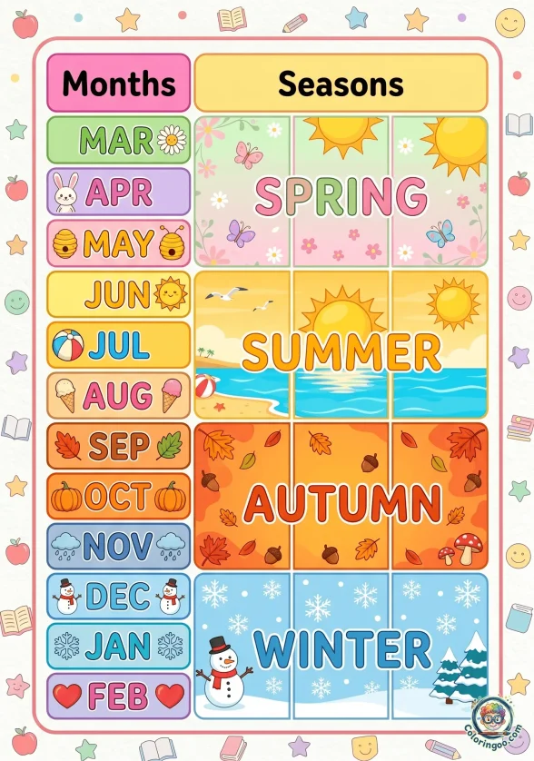 Months of the Year Educational Poster