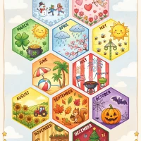 Months of the Year Hexagon Poster 18 Months of the Year Hexagon Poster