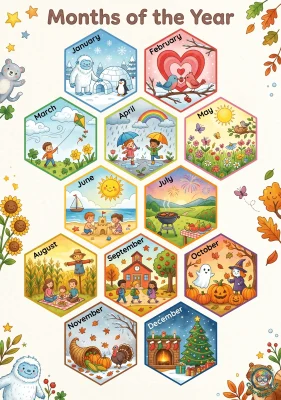 Months of the Year Hexagon Worksheet