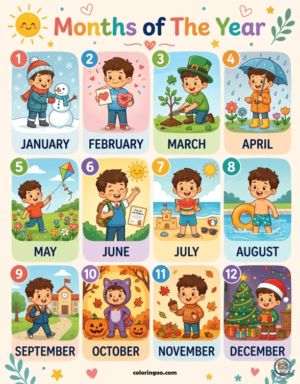 Months of the Year Printable Workskeet