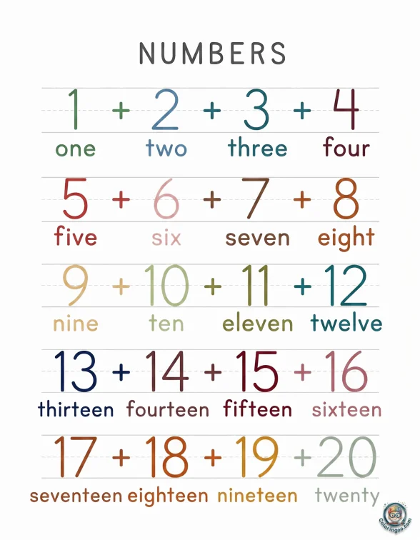 Numbers 1 to 20 Worksheet