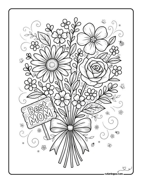Printable Best Mom Coloring Page