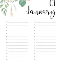 Printable Birthday Calendar 01 January 12 Printable Birthday Calendar 01 January