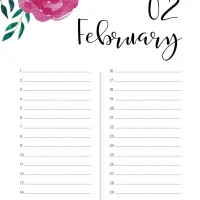 Printable Birthday Calendar 02 February 11 Printable Birthday Calendar 02 February